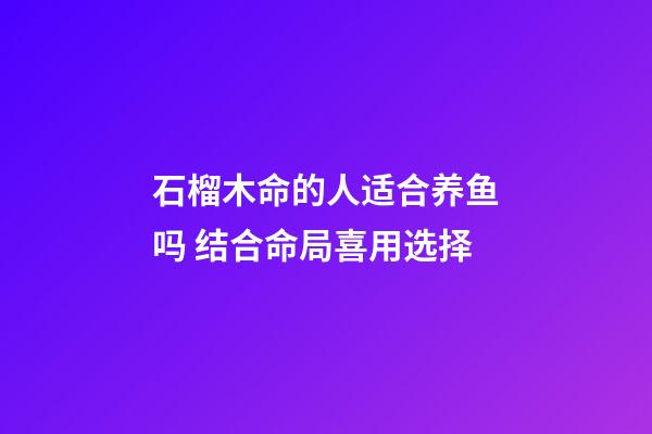 石榴木命的人适合养鱼吗 结合命局喜用选择